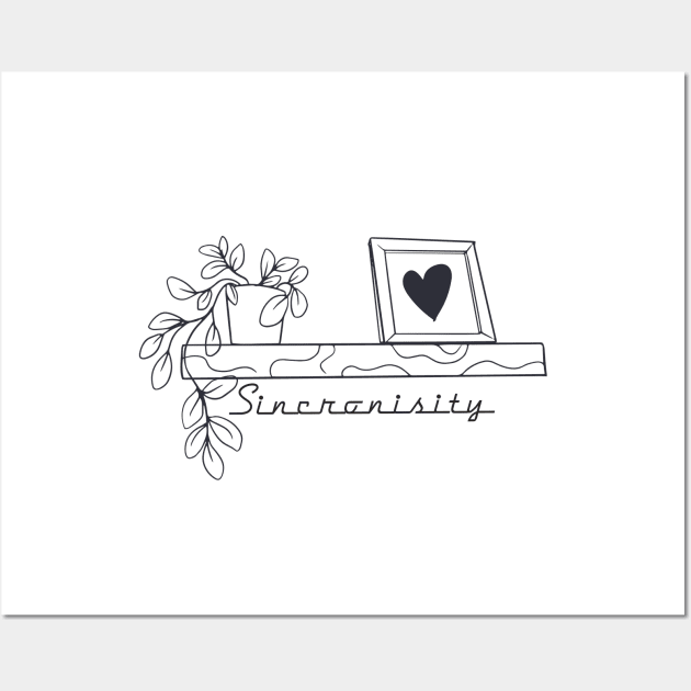 Sincronisity Black &White Hand drawn shelf Wall Art by TargetedInspire